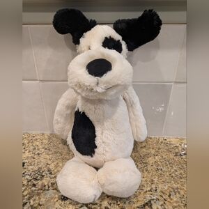 Jellycat Bashful Black & Cream Puppy - Size Medium